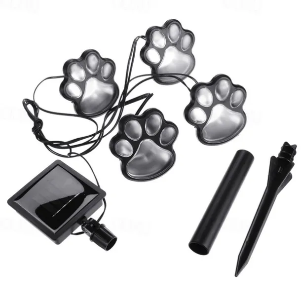 Paw Print Solar Outdoor Lights Solar Lights Outdoor Waterproof Dog Paw Lights(Set of 4) Cat Puppy Animal Garden Lights Path Paw Lamp Walkway Lighting for PatioYardAny Pet Lover