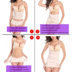 1PC 3 in 1 Postpartum Support - Recovery Belly/waist/pelvis Belt Shapewear Slimming Girdle Beige