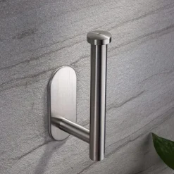 1pc Adhesive Toilet Paper Holder - Self Adhesive Black Toilet Paper Roll Holder Wall Mount For Bathroom And Kitchen, SUS-304 Stainless Steel