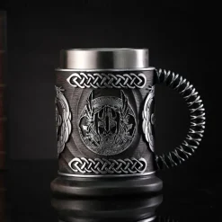 1pc Antique Viking Beer Mug - Wooden Barrel Cup with Stainless Steel Liner - Perfect Gift for Beer Lovers