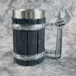 1pc Antique Viking Beer Mug - Wooden Barrel Cup with Stainless Steel Liner - Perfect Gift for Beer Lovers
