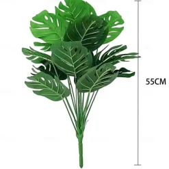 1pc Artificial Palm Tree Leaves Plant, Greenery Fake Tropical Plants, Artificial Monstera Tree Faux Fake Palm Fronds Plant, Suitable For Living Room Bedroom Home Decor, Spring Summer Decor