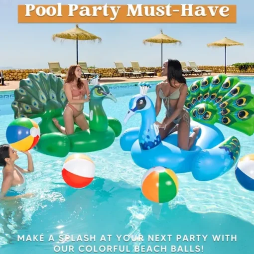 1pc Beach Balls - Large Rainbow Beach Ball Inflatable Pool Toys for Party Supplies Decorations Adults Kids Birthday Luau Summer Beach Water Games Beachball Party Favors