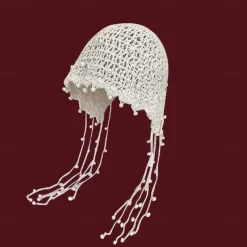 1pc Beige Color Retro Crochet Hollow Out Headband With Pearl And Tassel