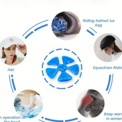 1pc Blue PVC Gel Ice Pack for Helmets & Hats - Portable Cooling Gel Pouch with Adjustable Strap, Reusable Ice Pack for Outdoor Sports, Hiking, Travel - Fit for All Ages