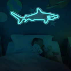 1pc Blue Shark LED Neon Light Sign, USB Powered Neon Sign Light for Home Bedroom Aquarium Zoo Bar Club Pub Party Wall Art Decoration Hanging Light