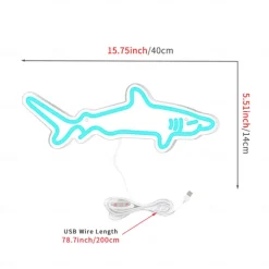 1pc Blue Shark LED Neon Light Sign, USB Powered Neon Sign Light for Home Bedroom Aquarium Zoo Bar Club Pub Party Wall Art Decoration Hanging Light