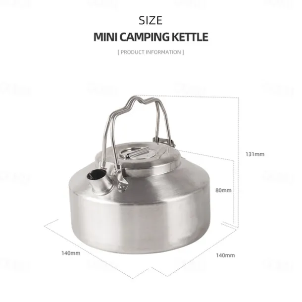 1PC Camping Outdoor 304 Stainless Steel Mini Kettle Portable Compact Teapot for Hiking and Backpacking Durable Lightweight Design with Heat-Resistant Handle Ideal for Boiling Water, Coffee, or Tea