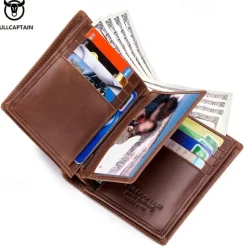 1pc Captain Cow Leather Large-capacity Men's Wallet Driver's License Leather Wallet Multi-card Place Thickened Fashion Brand Wallet