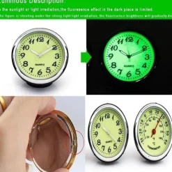 1pc Car Luminous Clock Thermometer Hygrometer Car Decoration Luminous Clock Car Quartz Watch Multi-function Car Interior Decoration