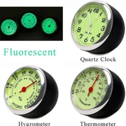 1pc Car Luminous Clock Thermometer Hygrometer Car Decoration Luminous Clock Car Quartz Watch Multi-function Car Interior Decoration