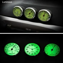 1pc Car Luminous Clock Thermometer Hygrometer Car Decoration Luminous Clock Car Quartz Watch Multi-function Car Interior Decoration