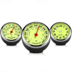 1pc Car Luminous Clock Thermometer Hygrometer Car Decoration Luminous Clock Car Quartz Watch Multi-function Car Interior Decoration