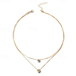 1PC Chain Necklace Layered Necklace For Women's Crystal Clear Wedding Party Evening Daily Crystal Alloy Heart