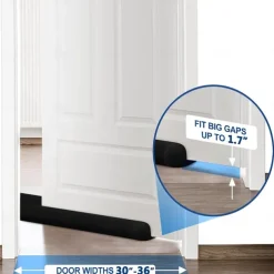 1pc Door Draft Stopper 36.6 Inch Under Door Draft Noise Blocker Black Gap Stoppers Entry Door Draft Guard For Bottom Of Doors Adjustable Twin Door Draft