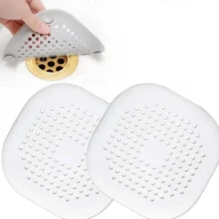 2pc Drain Hair Catcher With Suction Cup Durable Silicone Square Drain Cover For Shower Anti Sink Clogging Floor Cover Shower Drain Hair Outlet Filter For Bathroom Tub And Kitchen