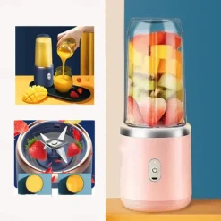 1pc Dual Cup Electric Juicer Portable Rechargeable Juice Blender Cup Multi-Function Fruit & Vegetable Juice Maker Cup For Home Kitchen Car Charging Power Bank & Laptop Charging Outdoor Picnic
