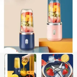 1pc Dual Cup Electric Juicer Portable Rechargeable Juice Blender Cup Multi-Function Fruit & Vegetable Juice Maker Cup For Home Kitchen Car Charging Power Bank & Laptop Charging Outdoor Picnic