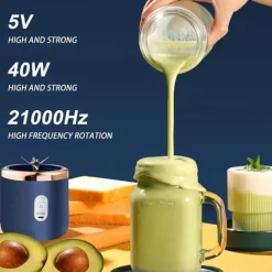 1pc Dual Cup Electric Juicer Portable Rechargeable Juice Blender Cup Multi-Function Fruit & Vegetable Juice Maker Cup For Home Kitchen Car Charging Power Bank & Laptop Charging Outdoor Picnic