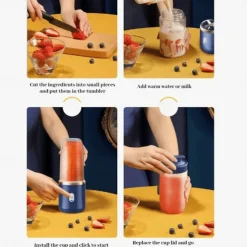 1pc Dual Cup Electric Juicer Portable Rechargeable Juice Blender Cup Multi-Function Fruit & Vegetable Juice Maker Cup For Home Kitchen Car Charging Power Bank & Laptop Charging Outdoor Picnic