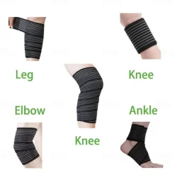 1pc Extra Long Elastic Knee Wrap Compression Bandage Brace Support for Legs Plantar Fasciitis Stabilising Ligaments Joint Pain Squat Basketball Running Tennis Soccer Football Volleyball