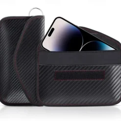 1pc Faraday Bag For Phones Car Keys RFID Signal Blocking Bag Carbon Fiber Case Privacy Protection Key Fob, Anti-Tracking Anti-Hacking Case BlockerYou can clic
