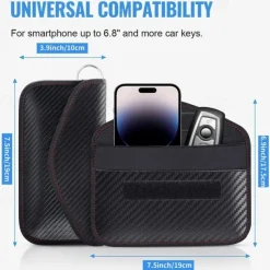 1pc Faraday Bag For Phones Car Keys RFID Signal Blocking Bag Carbon Fiber Case Privacy Protection Key Fob, Anti-Tracking Anti-Hacking Case BlockerYou can clic