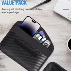1pc Faraday Bag For Phones Car Keys RFID Signal Blocking Bag Carbon Fiber Case Privacy Protection Key Fob, Anti-Tracking Anti-Hacking Case BlockerYou can clic