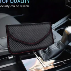 1pc Faraday Bag For Phones Car Keys RFID Signal Blocking Bag Carbon Fiber Case Privacy Protection Key Fob, Anti-Tracking Anti-Hacking Case BlockerYou can clic