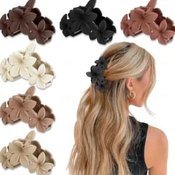 1PC Flower Hair Clips for Women,Non-Slip Matte Flower Hair Clips for Women,Hawaiian Hair Flower Clip Large Plumeria Hair Clip Strong Hold Hair Claws Cute Clip Beach Hair Accessories