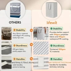 1PC Foldable Laundry Basket Hamper Portable Foldable Storage Bucket Freestanding Laundry Basket With Removable Handle Suitable For Dormitory Family Laundry Room Clothes Toys And Sundries Storage