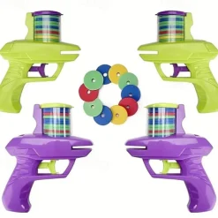 2pc Fun Foam Disc Blaster - Handheld Shooter with Soft Foam Discs for Indoor and Outdoor Play - Perfect Birthday Gift or School Class Prize for Boys and Girls