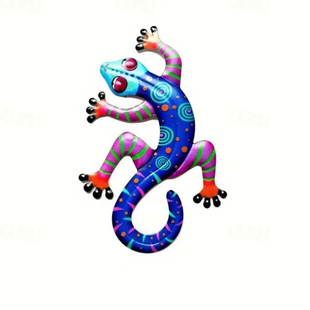 1pc Gecko Metal Wall Art Decor 3D Gecko Hanging Metal Wall Art Hanging Wall Decor For Indoor Outdoor Home Office Bathroom Kitchen Bedroom Living Room Garden 14x21.8cm/5.5''x8.6''