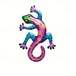 1pc Gecko Metal Wall Art Decor 3D Gecko Hanging Metal Wall Art Hanging Wall Decor For Indoor Outdoor Home Office Bathroom Kitchen Bedroom Living Room Garden 14x21.8cm/5.5''x8.6''