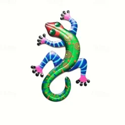 1pc Gecko Metal Wall Art Decor 3D Gecko Hanging Metal Wall Art Hanging Wall Decor For Indoor Outdoor Home Office Bathroom Kitchen Bedroom Living Room Garden 14x21.8cm/5.5''x8.6''