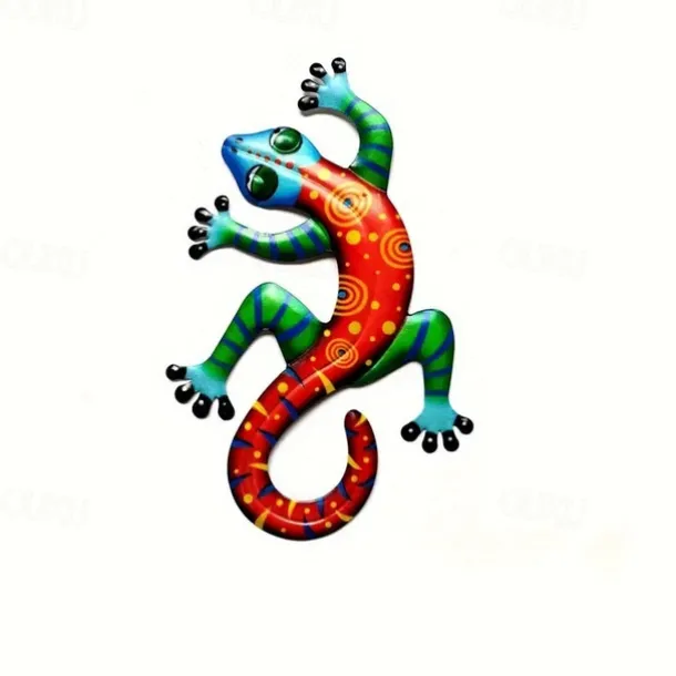 1pc Gecko Metal Wall Art Decor 3D Gecko Hanging Metal Wall Art Hanging Wall Decor For Indoor Outdoor Home Office Bathroom Kitchen Bedroom Living Room Garden 14x21.8cm/5.5''x8.6''