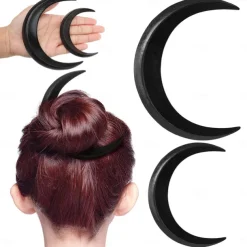 1PC Halloween Jewelry Cross border Hot Sale Moon Hairpin Crescent Hairpin Hairpin Hairpin Hairpin Hairpin Hairpin Wholesale Wood Foreign Trade Hot Sale