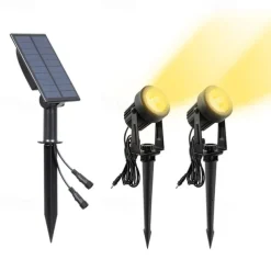 1pc 2-Head Outdoor Solar Waterproof Spotlight for Courtyard, Garden, Pond, Tree, Pathway and Lawn Lighting
