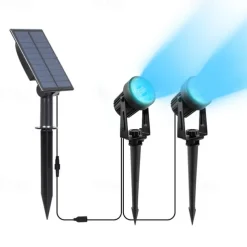 1pc 2-Head Outdoor Solar Waterproof Spotlight for Courtyard, Garden, Pond, Tree, Pathway and Lawn Lighting