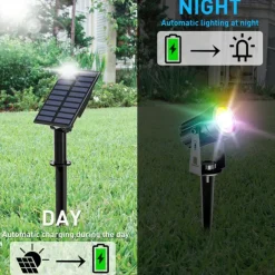 1pc 2-Head Outdoor Solar Waterproof Spotlight for Courtyard, Garden, Pond, Tree, Pathway and Lawn Lighting