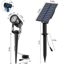 1pc 2-Head Outdoor Solar Waterproof Spotlight for Courtyard, Garden, Pond, Tree, Pathway and Lawn Lighting