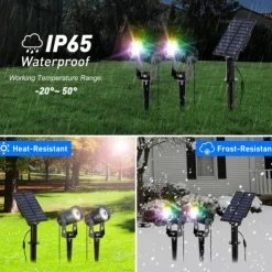 1pc 2-Head Outdoor Solar Waterproof Spotlight for Courtyard, Garden, Pond, Tree, Pathway and Lawn Lighting