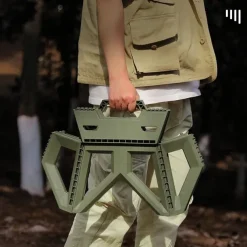 1Pc Heavy Duty Folding Stool Collapsible Stool Thick Plastic, Portable & Easy Carry for Camping & Outdoor Use