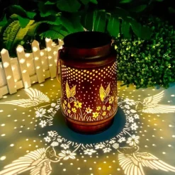 1pc Hummingbird Solar Lantern Lights, Outdoor Hanging Metal Decor Lanterns-Waterproof LED Decorative Light for Garden Patio Yard Lawn Backyard Front Porch As Gifts for Mom Grandma Women
