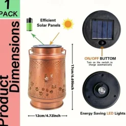 1pc Hummingbird Solar Lantern Lights, Outdoor Hanging Metal Decor Lanterns-Waterproof LED Decorative Light for Garden Patio Yard Lawn Backyard Front Porch As Gifts for Mom Grandma Women