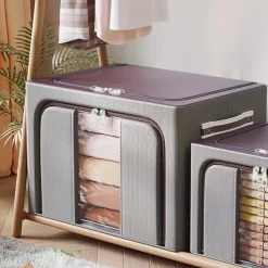 1pc Large Capacity Clothes Storage Box, Dustproof Clothing Quilt Organizer, Foldable Container For Dorm, Home