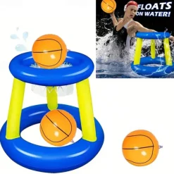 1pc Large Floating Volleyball Net and Basketball Hoop - Inflatable Pool Game Set for Water Fun - Durable and Easy to Assemble - Perfect for Backyard Pool Parties and Outdoor Games