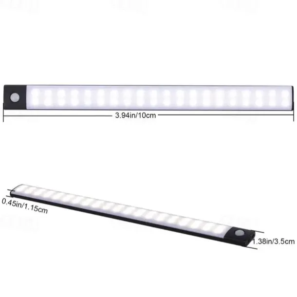 1pc LED Motion Sensor Cabinet Light Under Counter Closet Lighting Wireless Magnetic USB Rechargeable Kitchen Night Lights for Wardrobe Closets Cabinet Cupboard Stairs Corridor Shelf