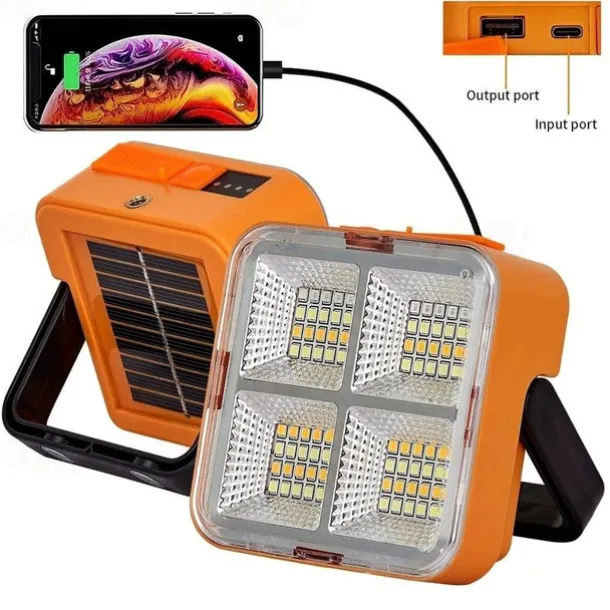 1pc LED Portable Solar Work Light, Rechargeable Magnetic Light, Emergency Worklight with 4 Light Modes for Power Failure, Car Repair, Camping, Construction Job Site