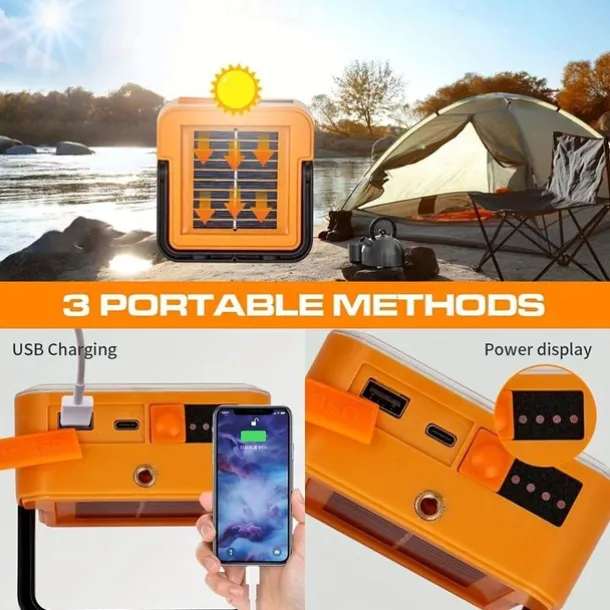 1pc LED Portable Solar Work Light, Rechargeable Magnetic Light, Emergency Worklight with 4 Light Modes for Power Failure, Car Repair, Camping, Construction Job Site